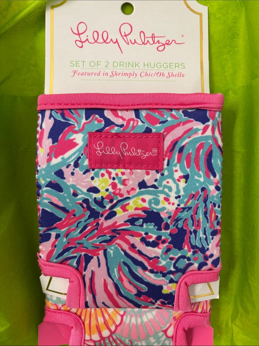 Lilly Pulitzer Pink Multi Drink Hugger Set - Shrimply Chic